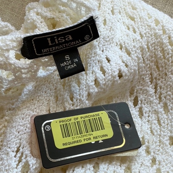 0095 Lisa International White Crochet Cardigan; NWT Size S - Picture 9 of 9
